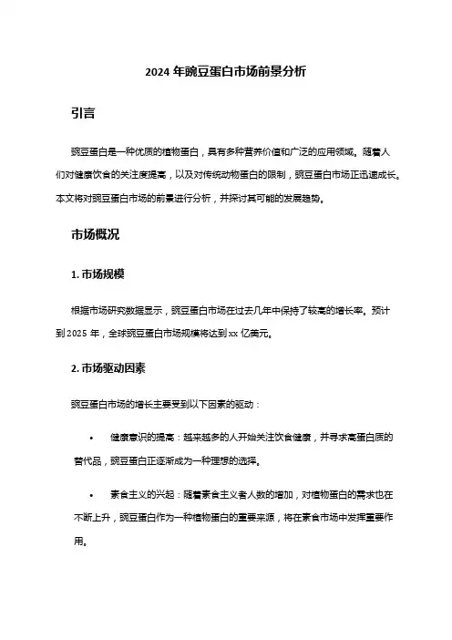 2024年豌豆蛋白市场前景分析