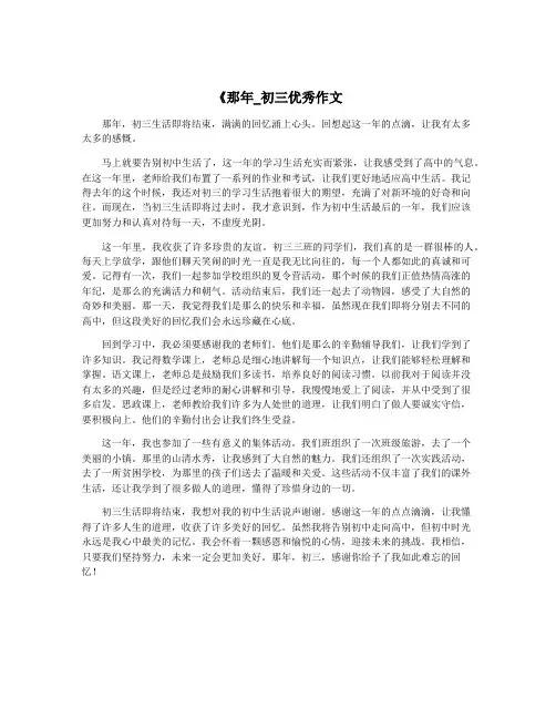 《那年_初三优秀作文