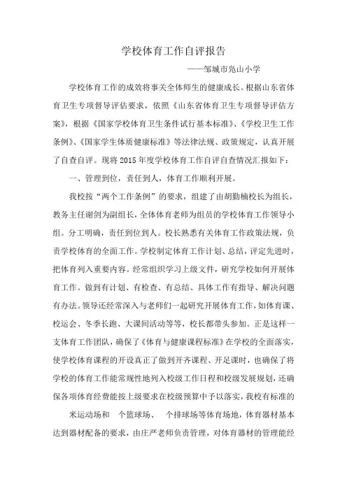 学校体育工作自评报告