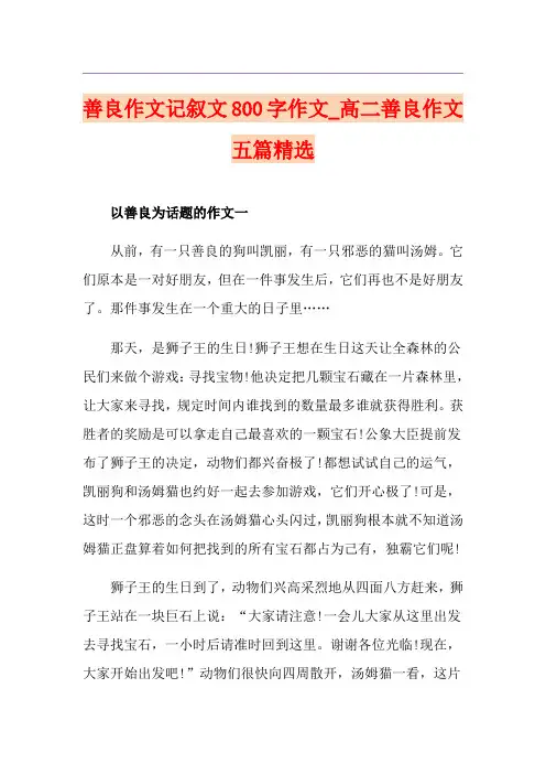 善良作文记叙文800字作文_高二善良作文五篇精选