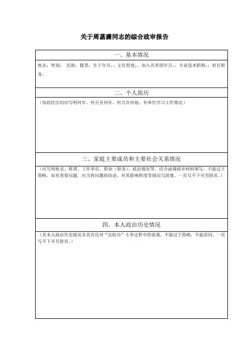 综合政审报告模板