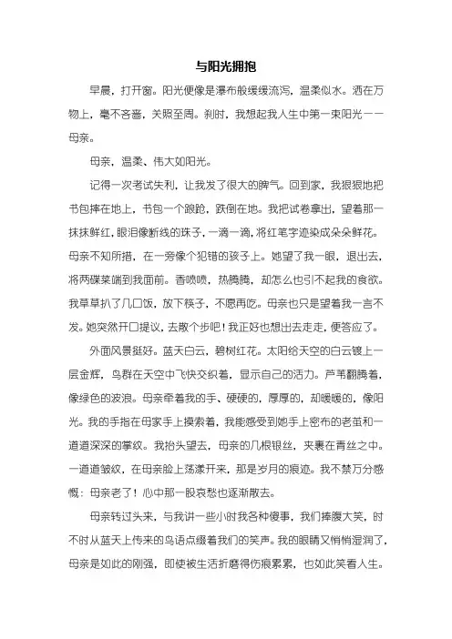 初一作文：与阳光拥抱作文600字