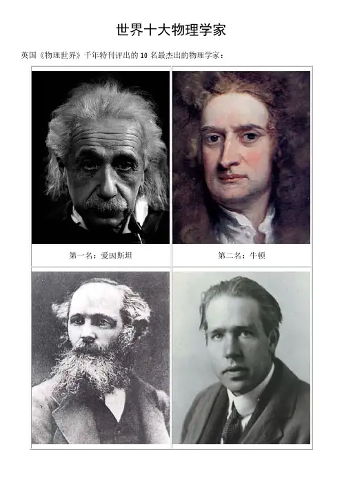世界十大物理学家