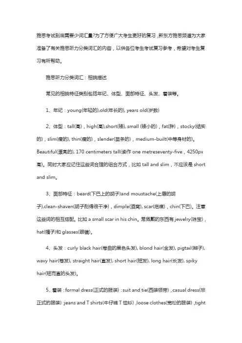 雅思听力分类词汇之相貌描述