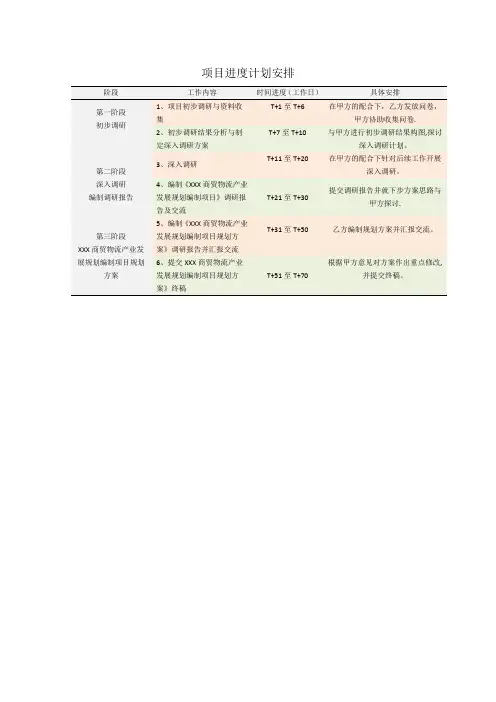 项目进度计划安排