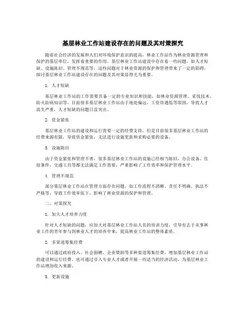 基层林业工作站建设存在的问题及其对策探究