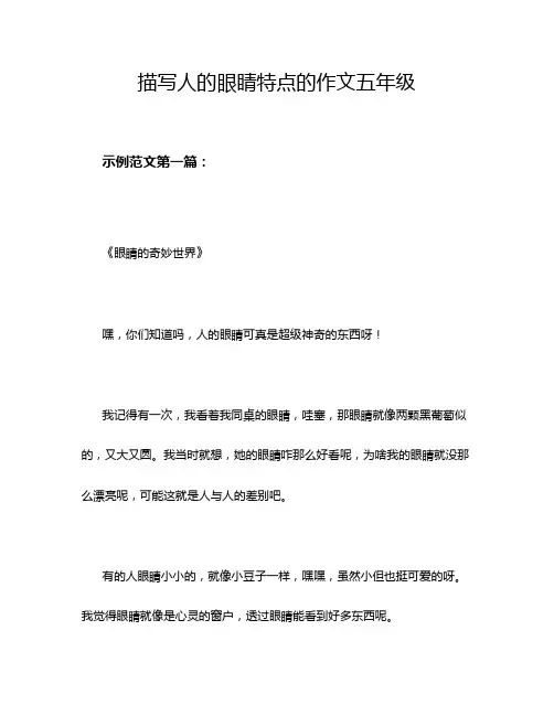 描写人的眼睛特点的作文五年级