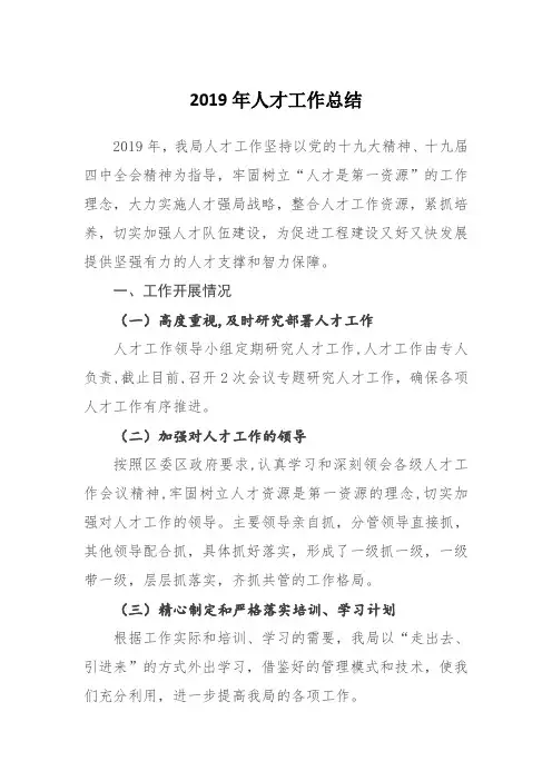 2019年人才工作总结
