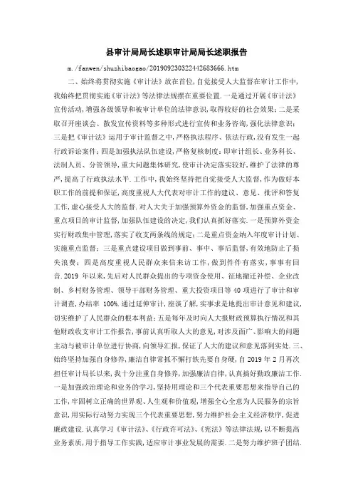 县审计局局长述职 审计局局长述职报告 精品
