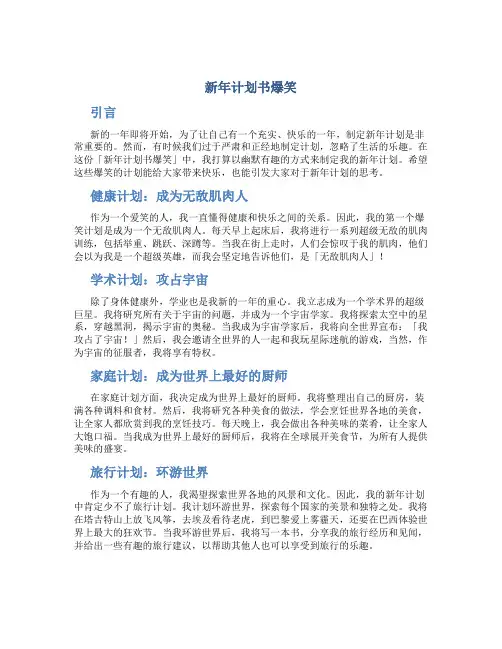 新年计划书爆笑