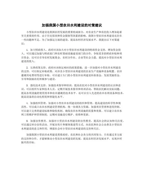 加强我国小型农田水利建设的对策建议