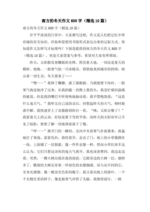 南方的冬天作文600字(10篇)