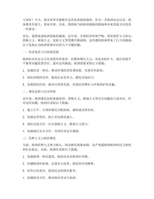 欧洲议会议员发言稿
