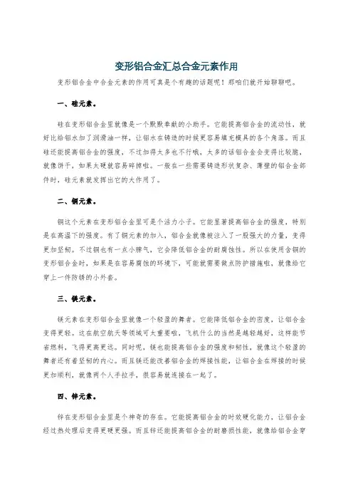 变形铝合金汇总合金元素作用