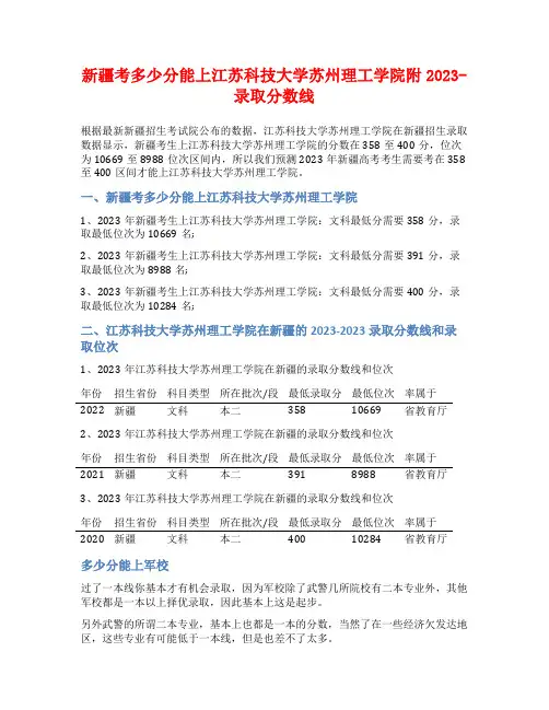 新疆考多少分能上江苏科技大学苏州理工学院附2023-录取分数线