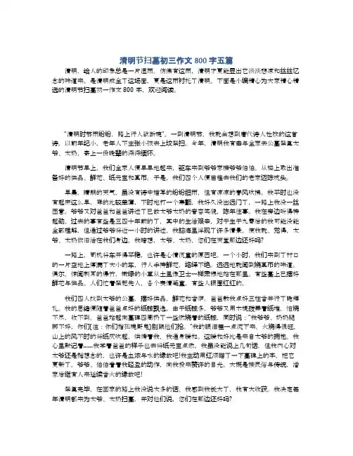 清明节扫墓初三作文800字五篇