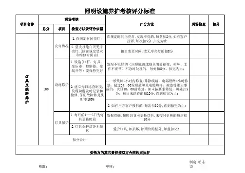 照明设施养护考核评分标准