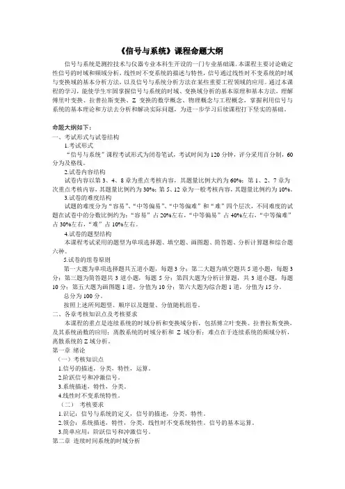 信号与系统课程命题大纲