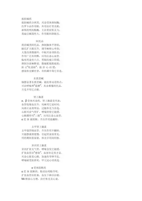 兽医药理知识口诀