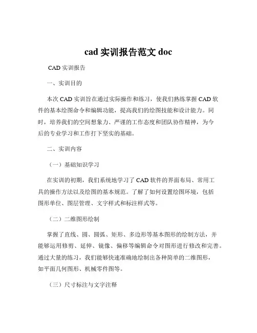 cad实训报告范文doc