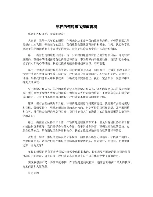 年轻的翅膀想飞翔演讲稿