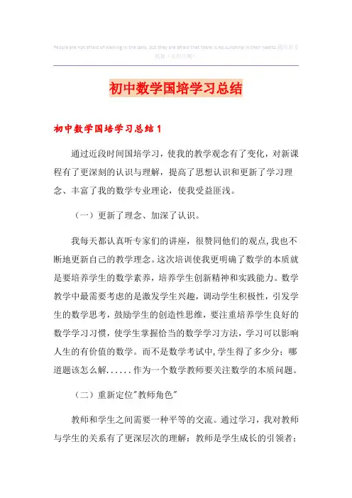初中数学国培学习总结