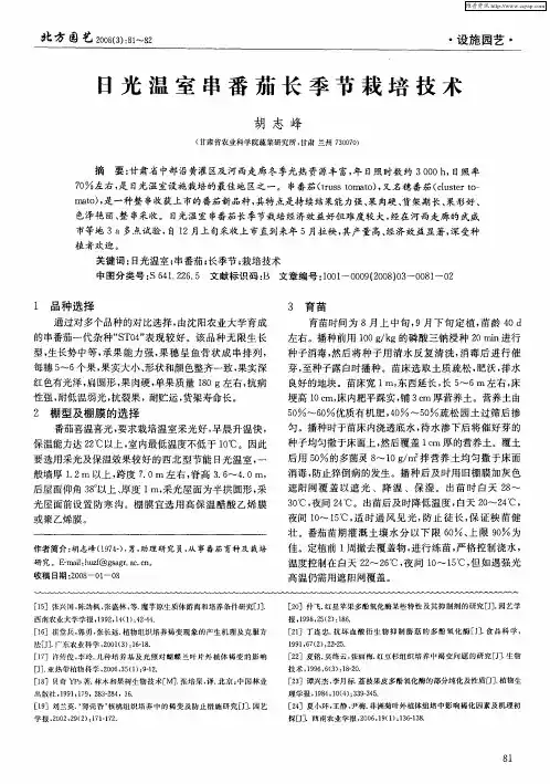 日光温室串番茄长季节栽培技术