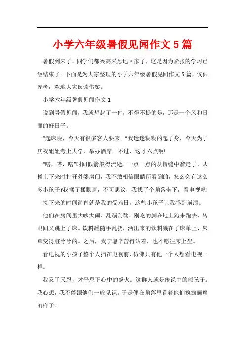 小学六年级暑假见闻作文5篇