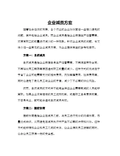 企业减员方案