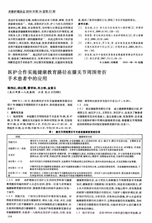 医护合作实施健康教育路径在膝关节周围骨折手术患者中的应用