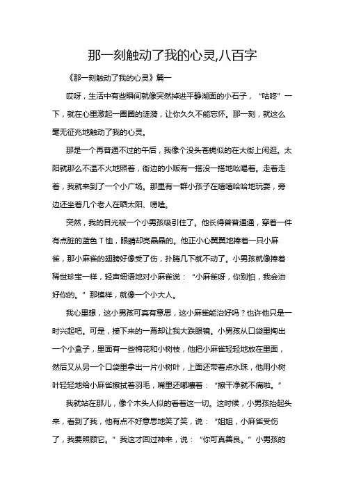 那一刻触动了我的心灵,八百字