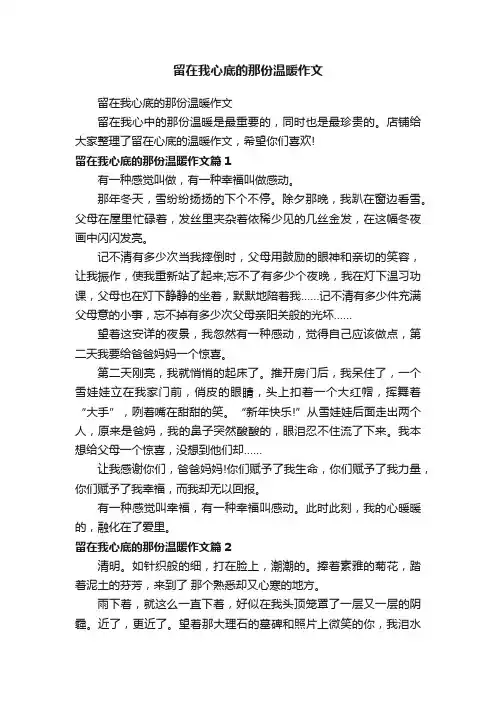 留在我心底的那份温暖作文