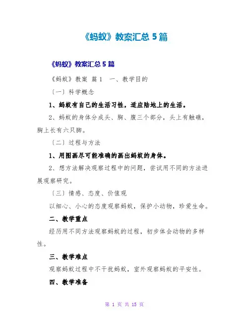 《蚂蚁》教案汇总5篇