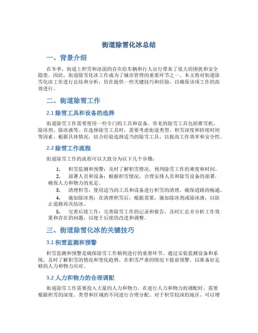 街道除雪化冰总结