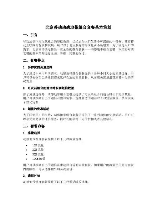北京移动动感地带组合套餐基本策划