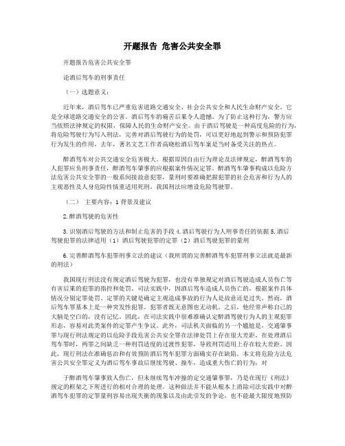 开题报告 危害公共安全罪