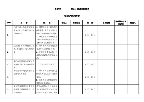 秋季安全检查表
