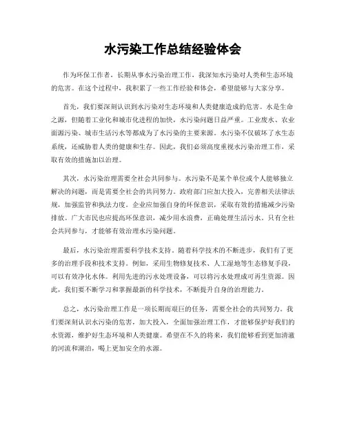 水污染工作总结经验体会