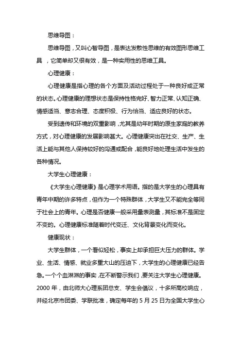 大学生心理健康思维导图