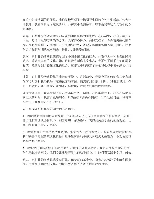 户外扎染教师心得体会