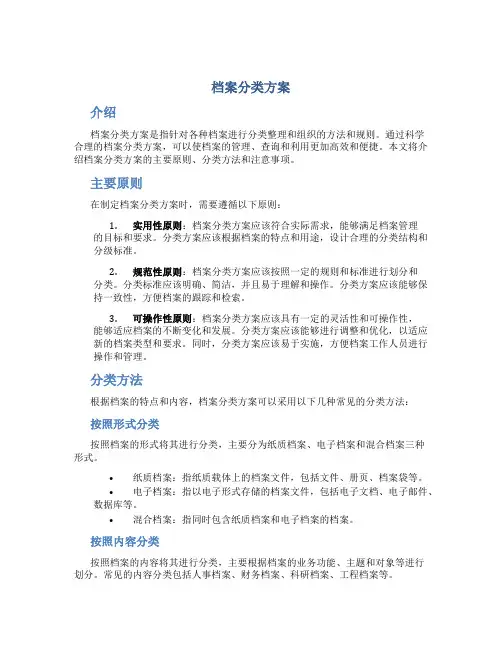 档案分类方案