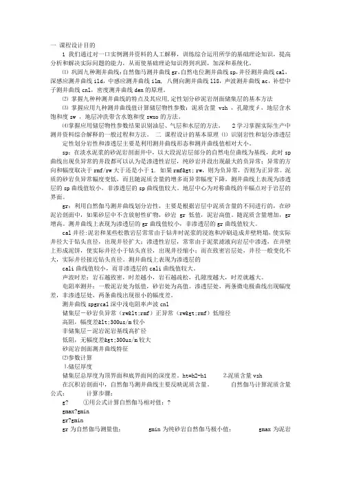 测井实训报告