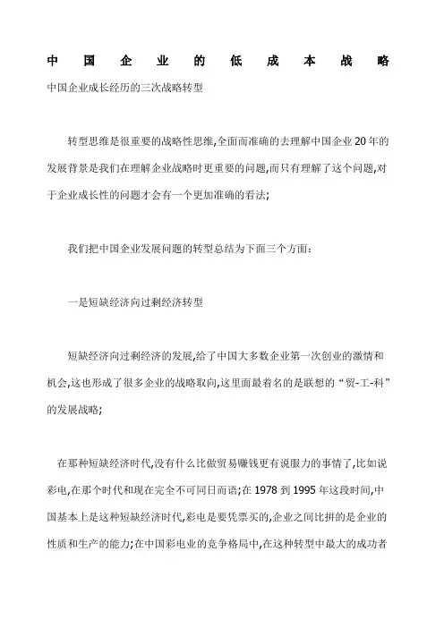 企业的低成本战略
