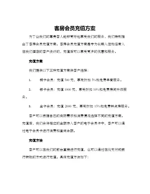 客房会员充值方案