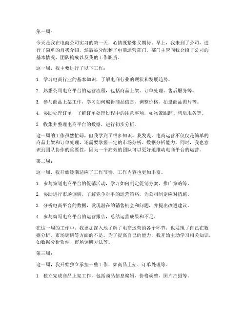 电商实习报告的周记