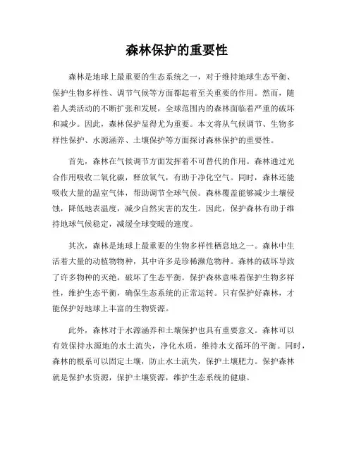 森林保护的重要性