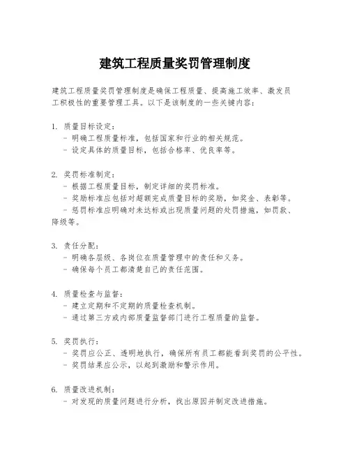 建筑工程质量奖罚管理制度