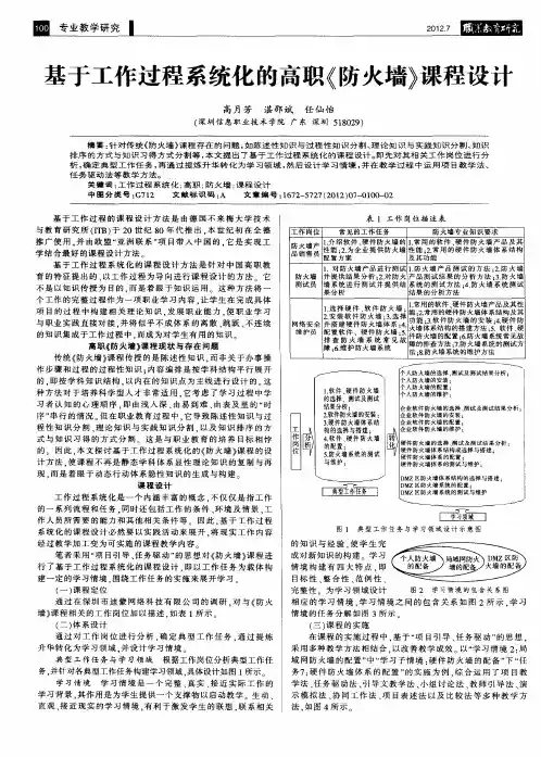 基于工作过程系统化的高职《防火墙》课程设计