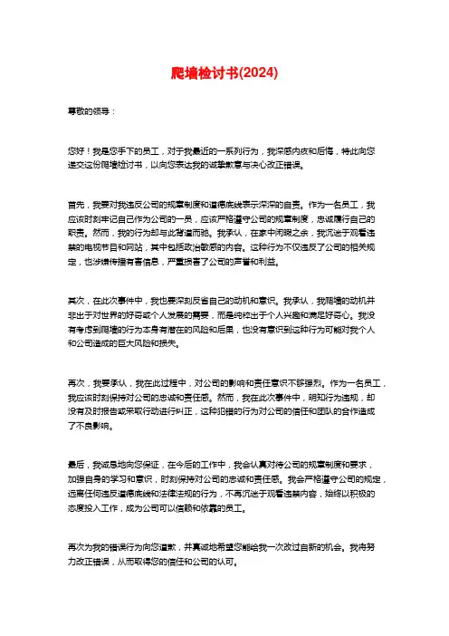 爬墙检讨书(2024)