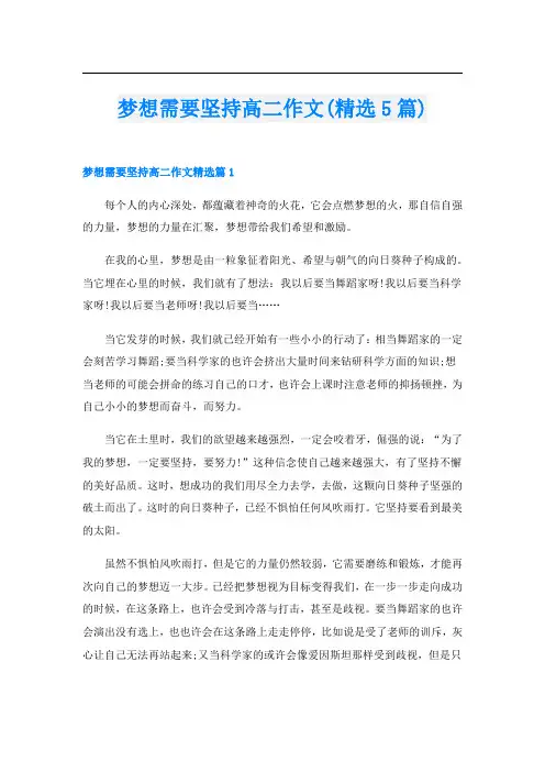 梦想需要坚持高二作文(精选5篇)